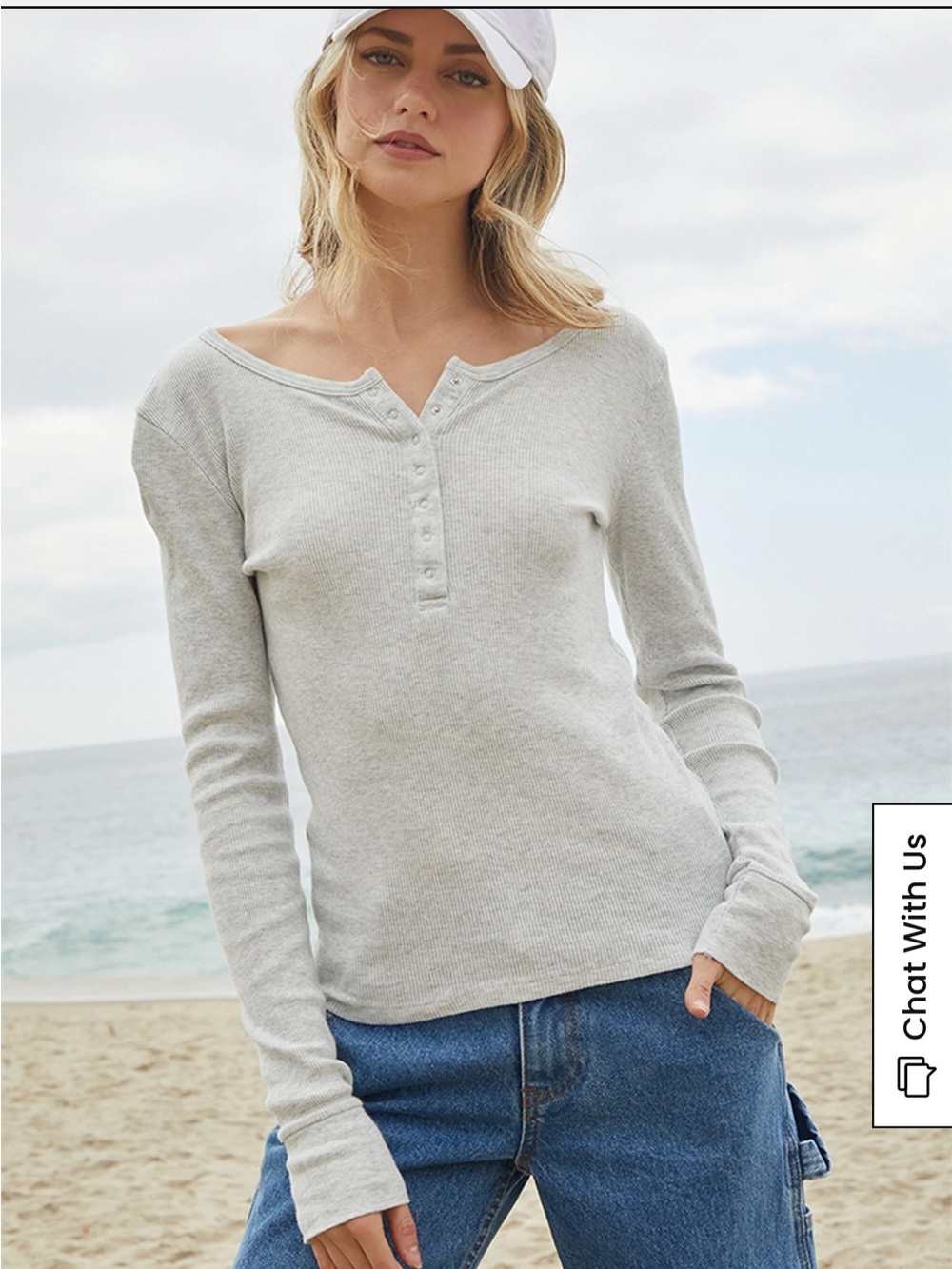 Cream Brandy Melville thermal long sleeve